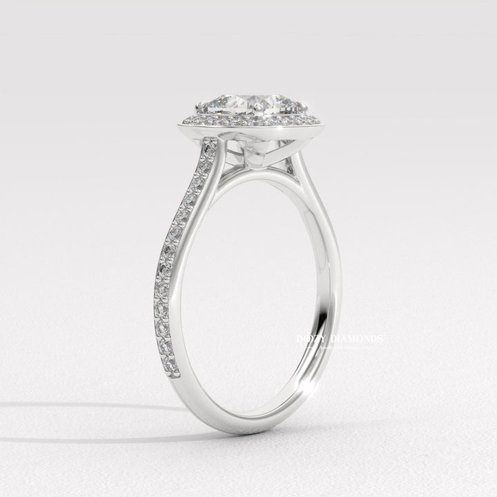 Cushion IGI Certified F/VS Lab Grown Diamond Halo Engagement Ring