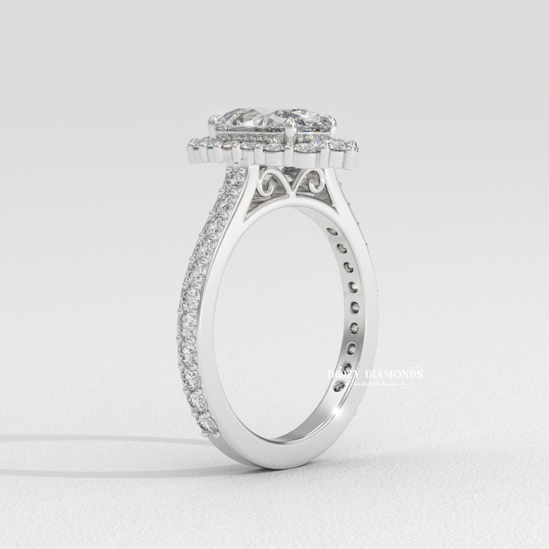Oval Cut Lab Grown Diamond Halo Engagement Ring for Women