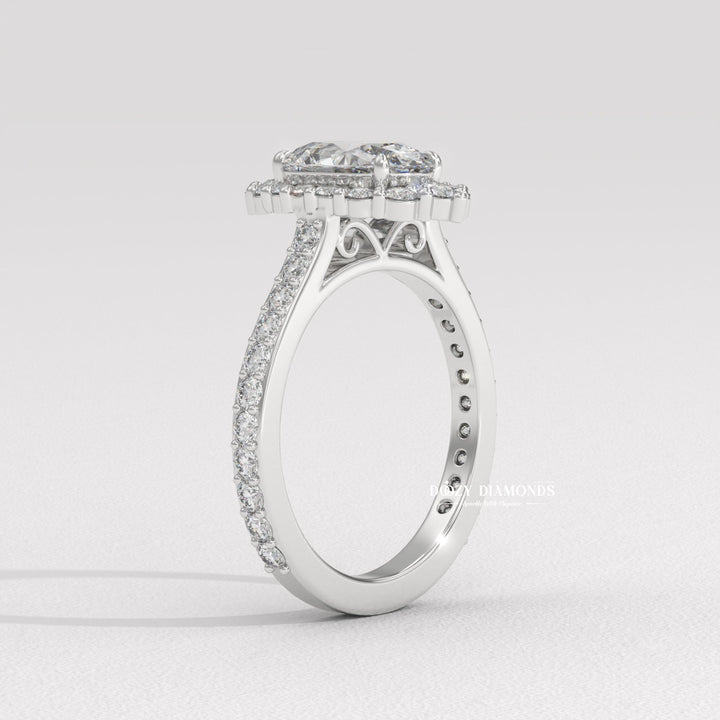 Oval Cut Lab Grown Diamond Halo Engagement Ring for Women