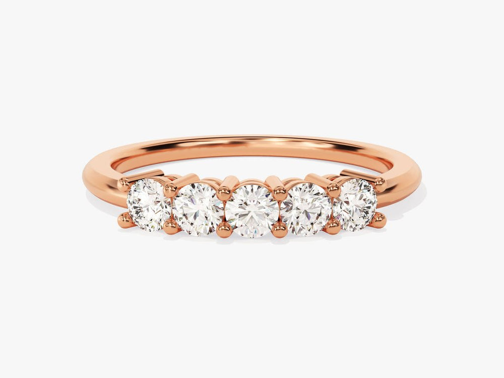 0.50CT Round Cut Five Stone CVD EF/VVS Diamond Wedding Band For Women - Doozy Diamonds