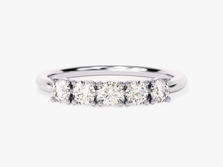 0.50CT Round Cut Five Stone CVD EF/VVS Diamond Wedding Band