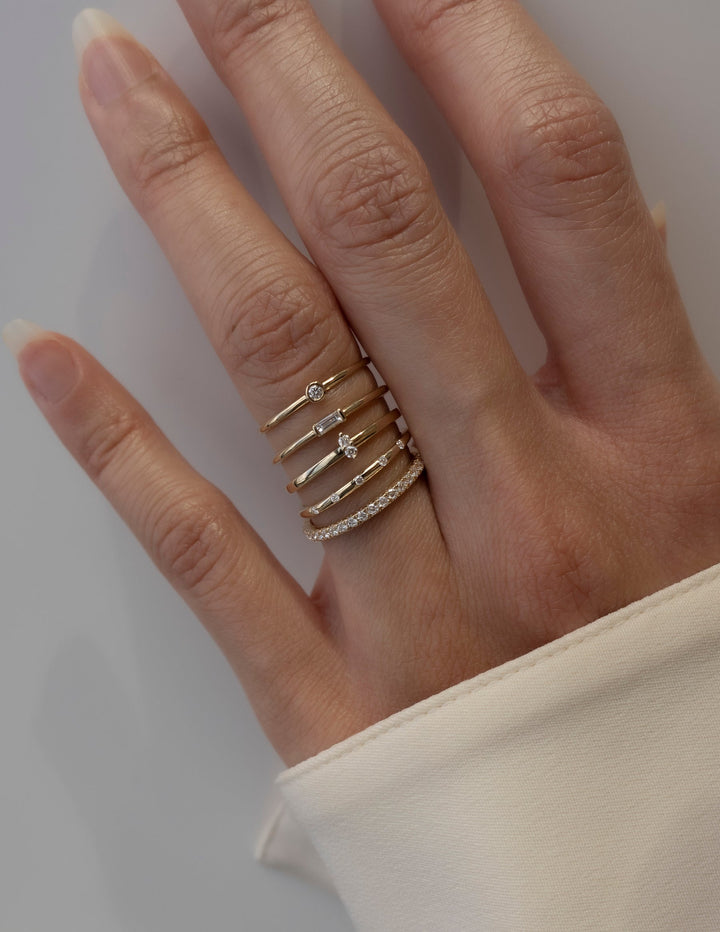Round Spaced Diamond CVD EF/VVS Flush Wedding Band for Women