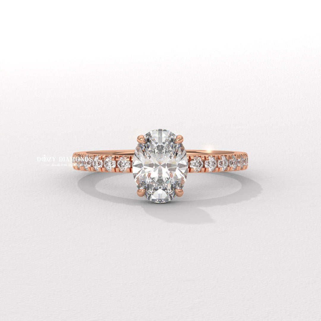 Engagement ring trends 2026
Affordable luxury lab diamond
Oval vs round hidden halo
Unique bridal jewelry 2026
Custom oval engagement ring