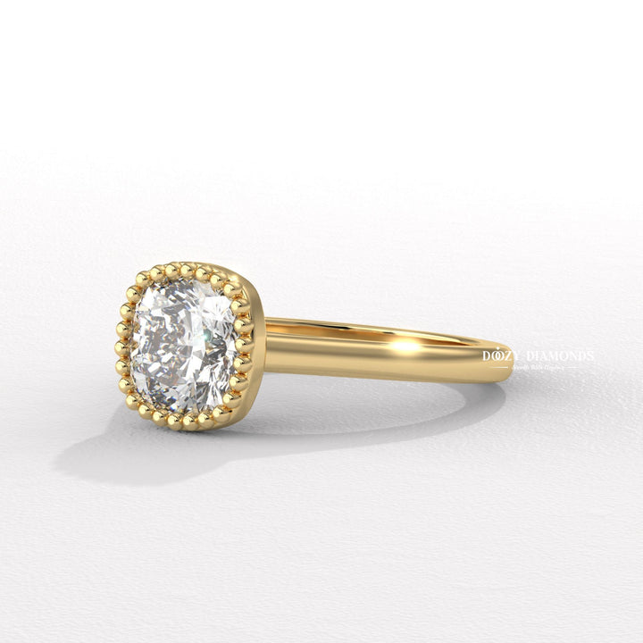 14K White Gold Bezel Cushion Ring
8. 18K White Gold Vintage Bezel Ring