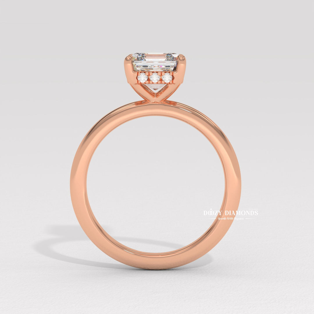 Rose gold lab diamond ring
Asscher cut diamond
Step cut lab grown diamond
Square Asscher cut ring