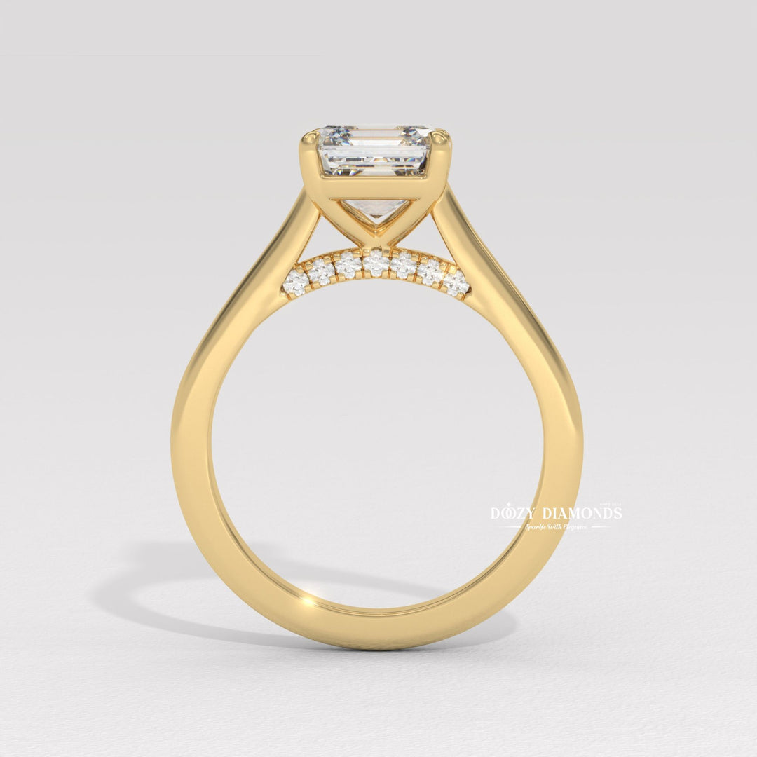 Asscher cut lab grown engagement ring
Asscher cut diamond ring
Square step cut engagement ring
Unique asscher engagement ring