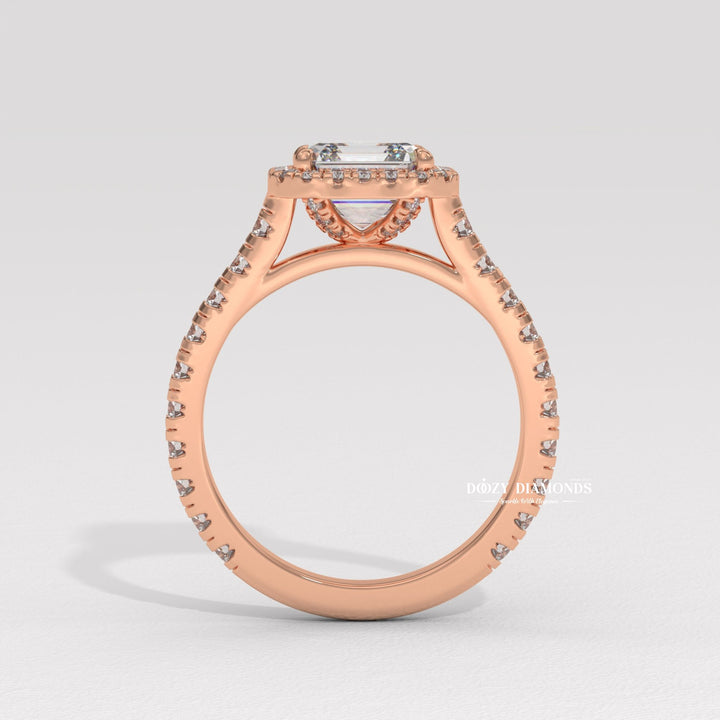 Asscher cut halo ring
Asscher cut pave ring
Asscher halo pave ring
Vintage style engagement ring