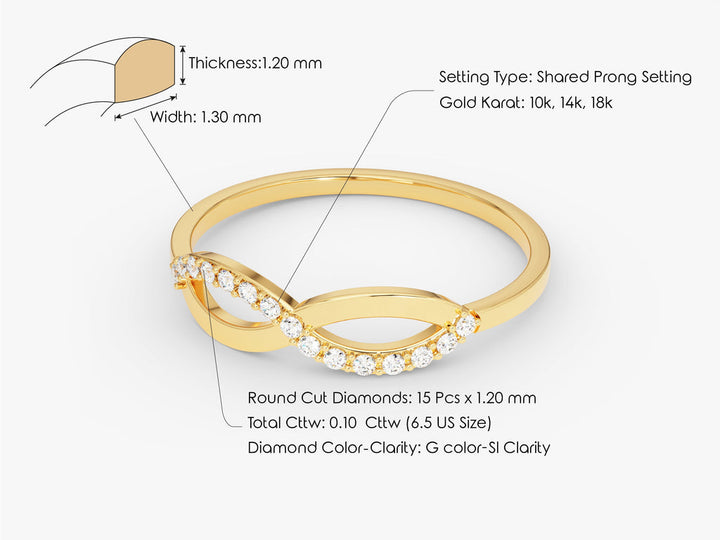 Round Cut Halfway Set Infinity CVD EF/VVS Diamond Wedding Band