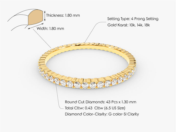 0.45CT Round Cut Eternity Diamond CVD EF/VVS Wedding Band