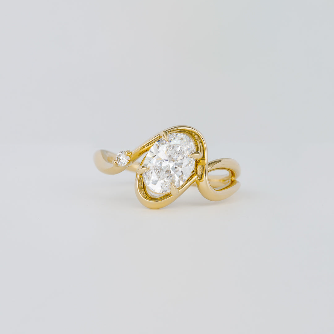 1.50CT-2.50CT Oval Cut Lab Grown Diamond Unique Engagement Ring