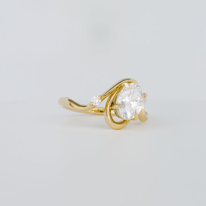 1.50CT-2.50CT Oval Cut Lab Grown Diamond Unique Engagement Ring