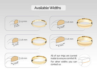 2.0mm Classic Dome Solid Gold Wedding Band Anniversary Gift