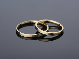 2.0mm Solid Gold Beveled Edge Matte Brushed Wedding Band