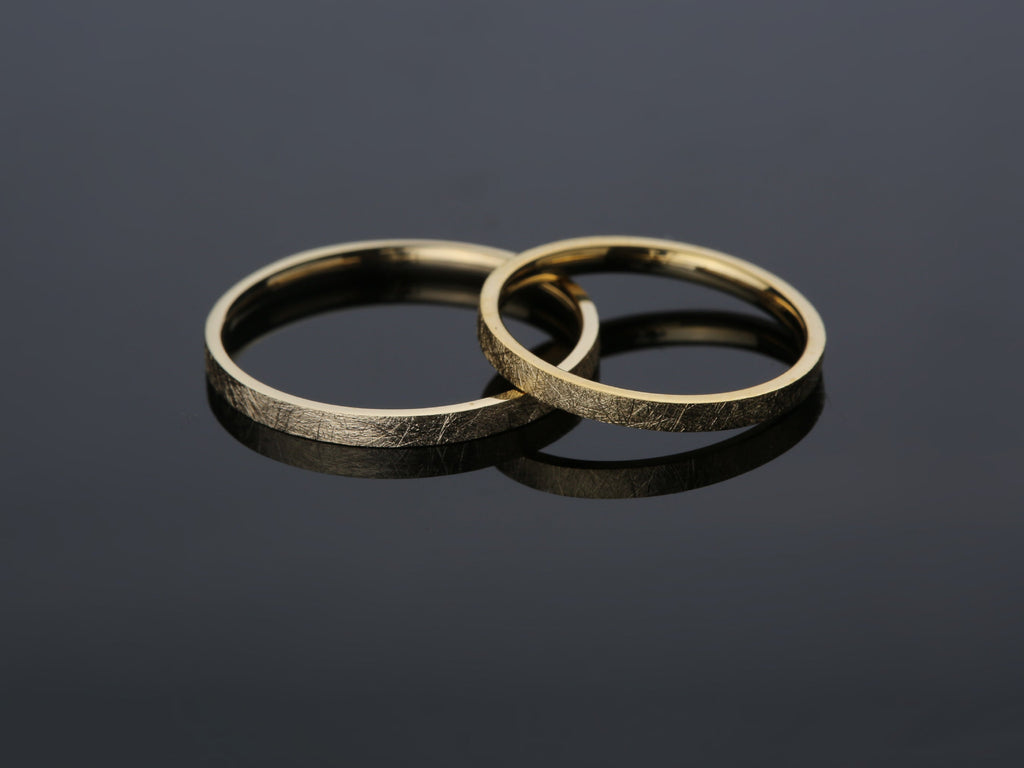 2.0mm Matte Finish Flat Wedding Band in Solid Gold