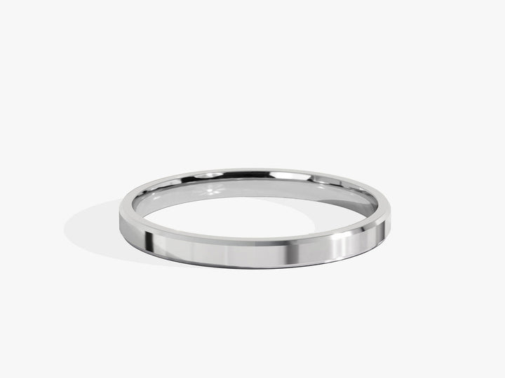 2.0mm Solid Gold Beveled Edge Wedding Band