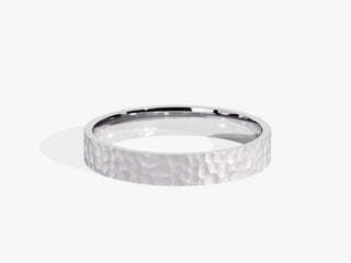 3.0mm Hammered Flat Wedding Band For Women