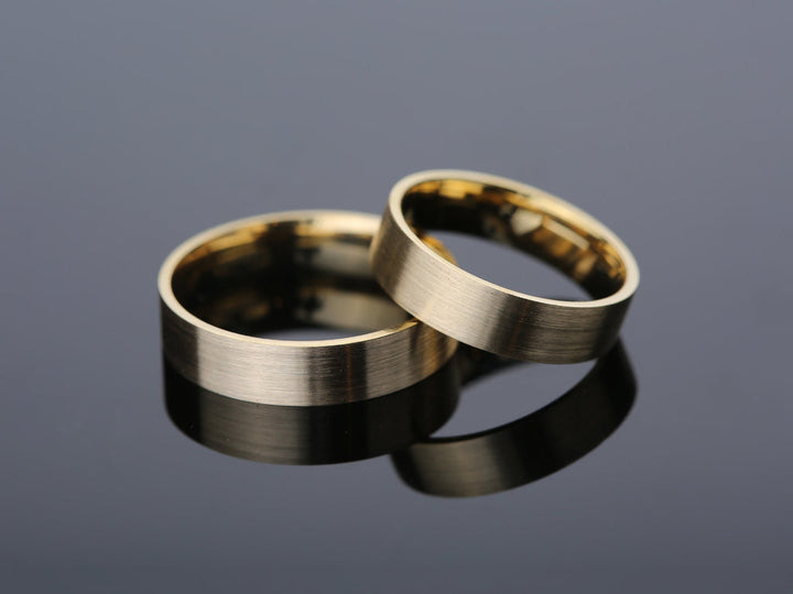 5.0mm Matte Brushed Classic Flat Wedding Band For Women