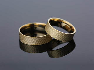 6.0mm Hammered Flat Wedding Band For Women