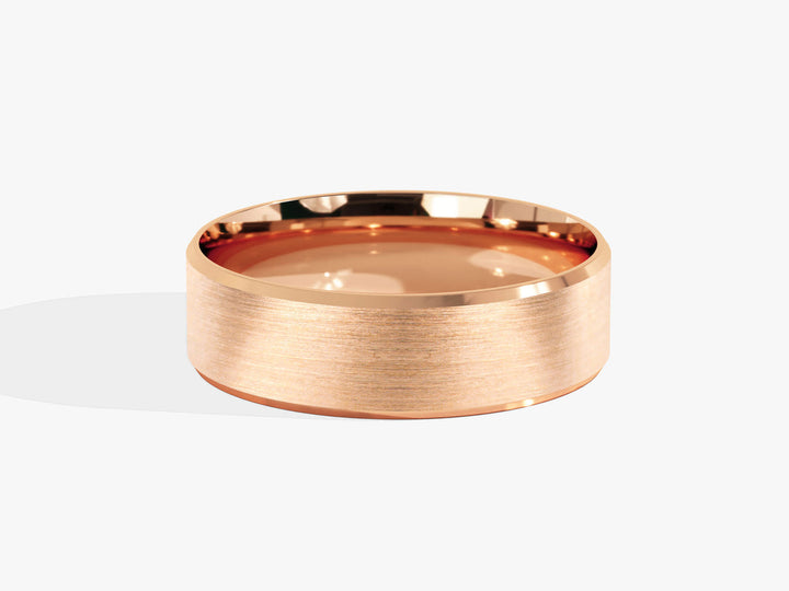 6.0mm Matte Brushed Beveled Edge Wedding Band Anniversary Gift For Her