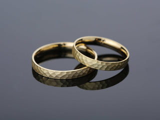 3.0mm Hammered Flat Wedding Band For Women