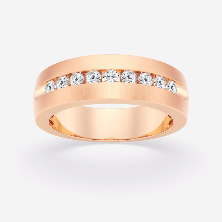 5mm Round Cut Channel Set Lab Grown Men's Wedding Band