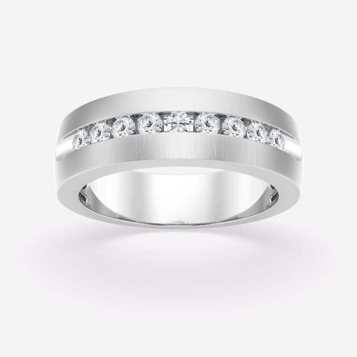 5mm Round Cut Channel Set Lab Grown Men's Wedding Band