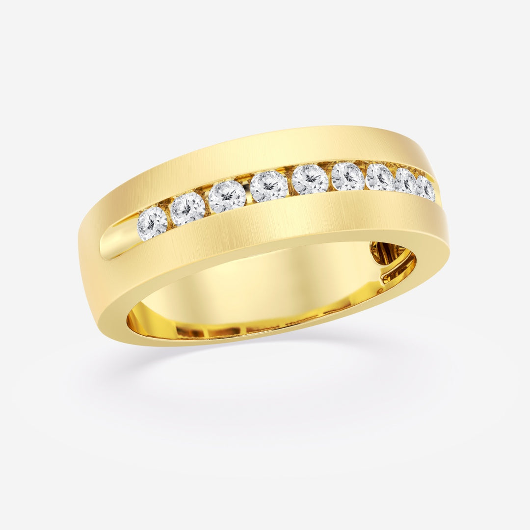 5mm Round Cut Channel Set Lab Grown Men's Wedding Band