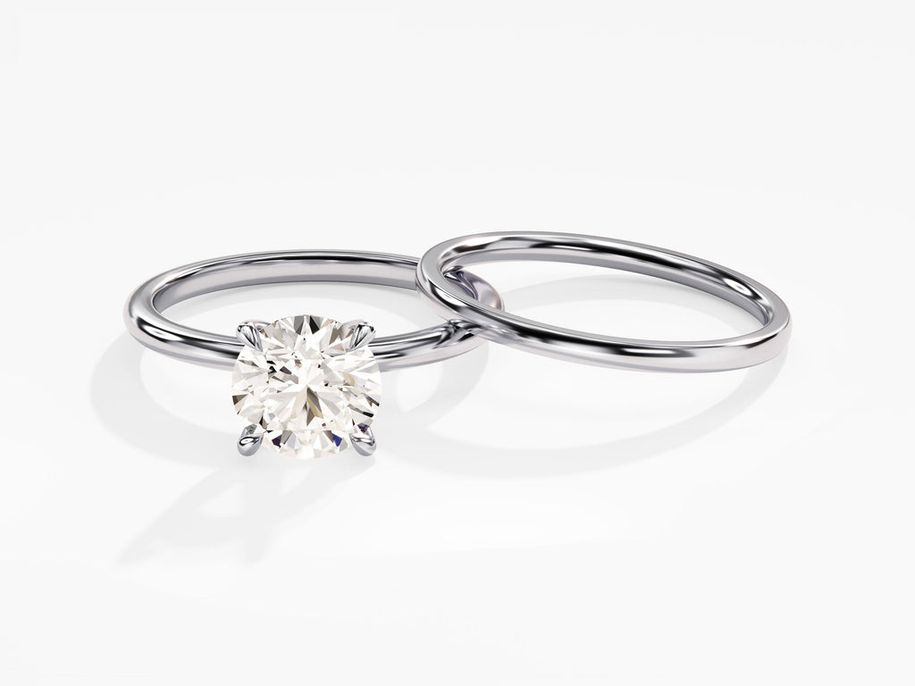 1.50CT Round Cut Solitaire F-VS Diamond Engagement Bridal Set