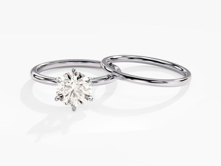 1.50CT Round Cut Solitaire F-VS Lab Grown Diamond Engagement Ring Set