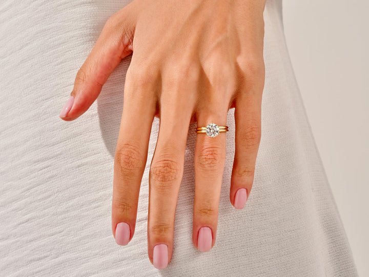 1.50CT Round Cut Solitaire F-VS Lab Grown Diamond Engagement Ring Set