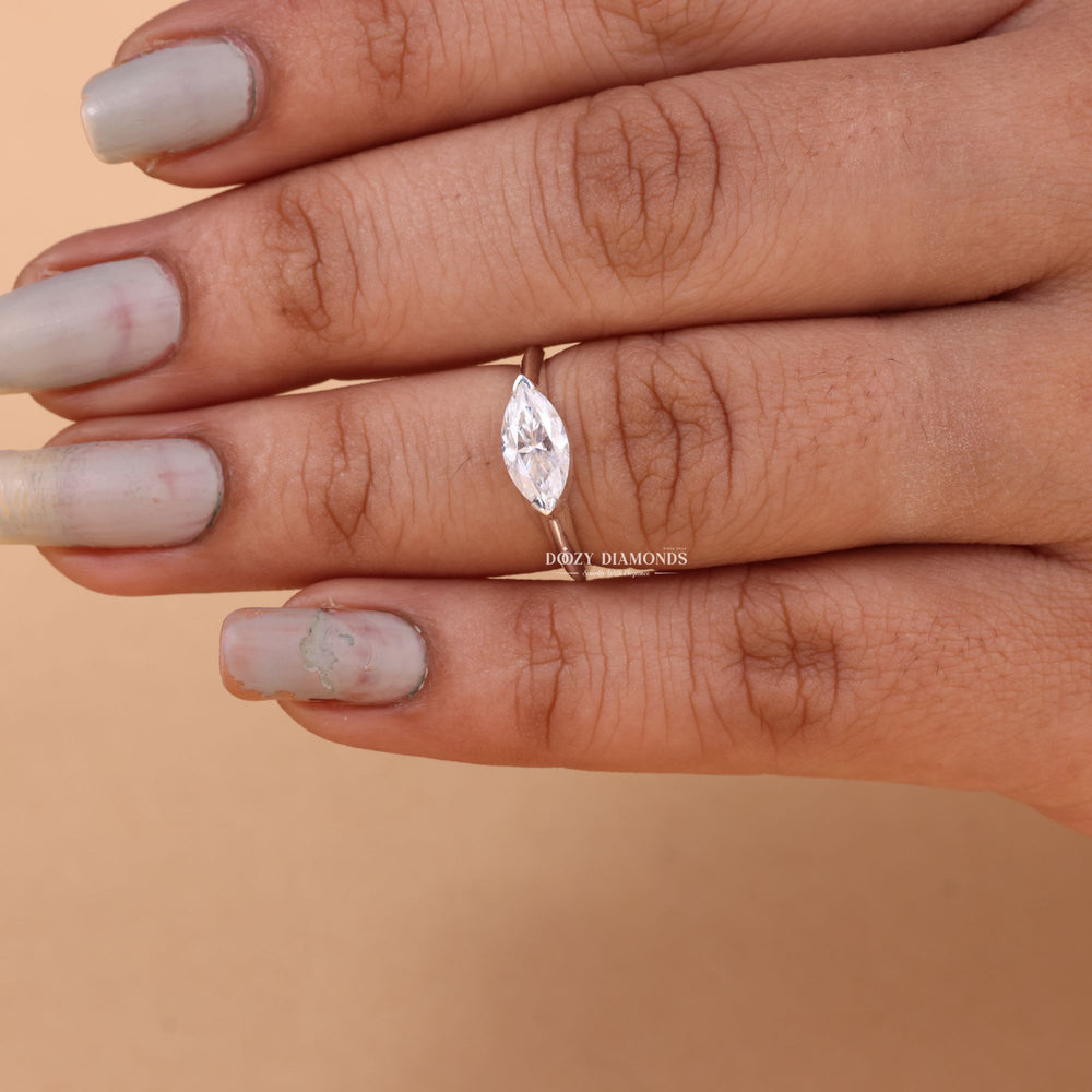 1.0CT - 2.0CT East West Marquise Cut F/VS2 Lab Grown Diamond Engagement Ring - Doozy Diamonds
