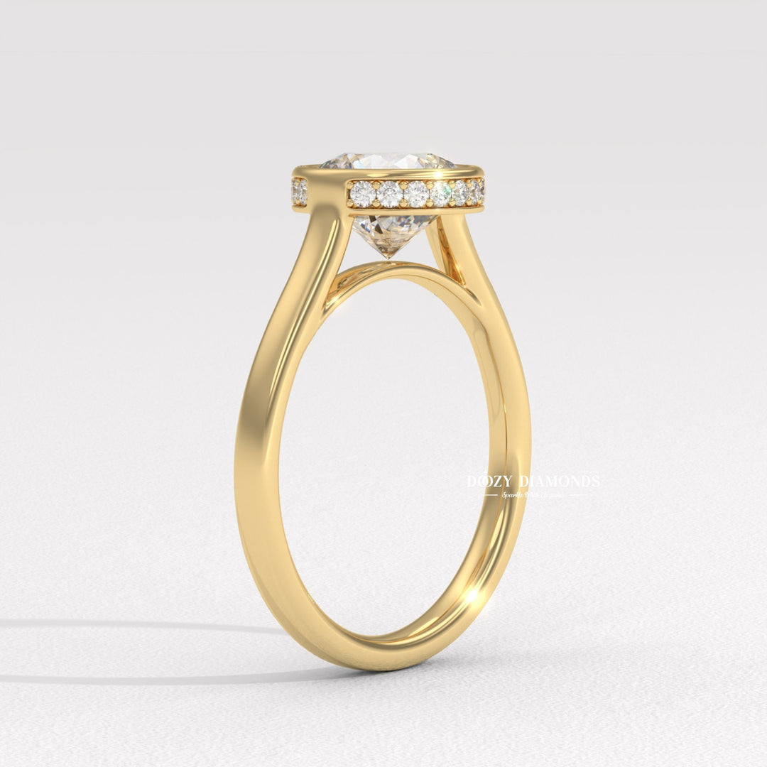 Lab Grown Round Bezel Ring
Bezel Setting Hidden Halo Ring
Round Brilliant Cut Bezel Ring