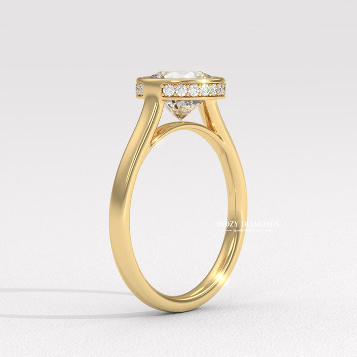 Lab Grown Round Bezel Ring
Bezel Setting Hidden Halo Ring
Round Brilliant Cut Bezel Ring