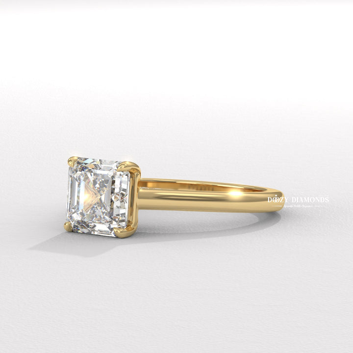 Square step cut engagement ring
Unique asscher engagement ring
Bridge setting engagement ring
Platinum asscher bridge ring