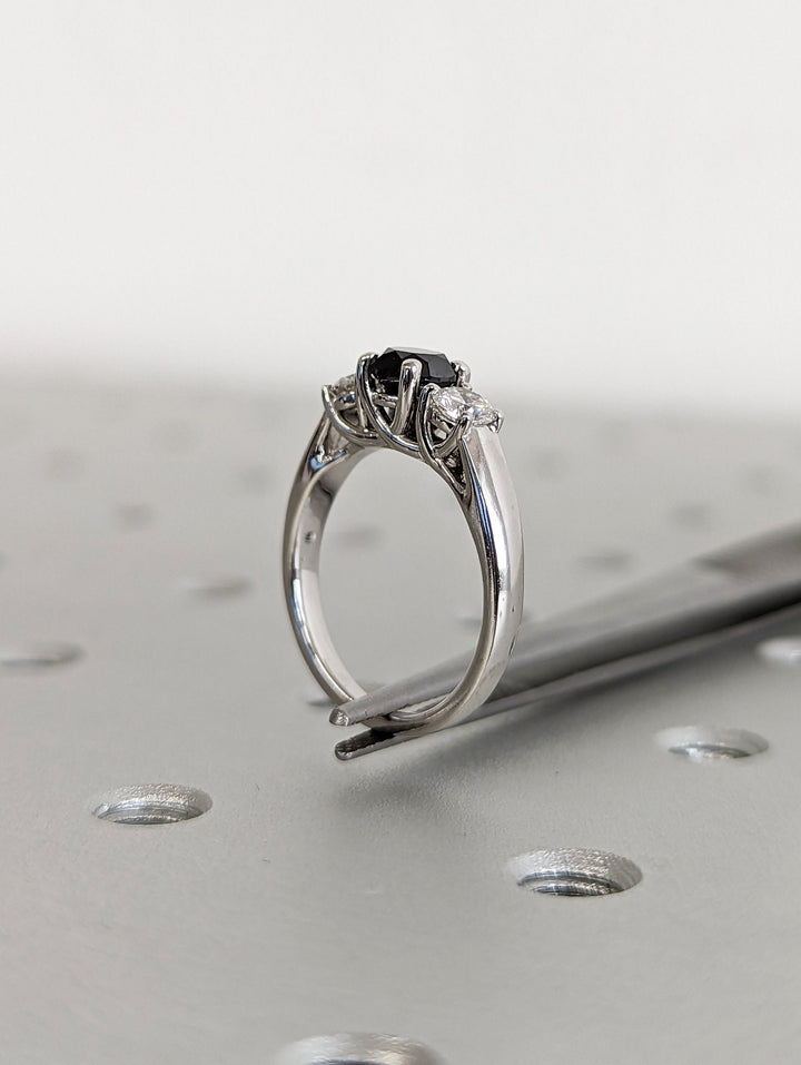 Premium quality black round diamond engagement ring