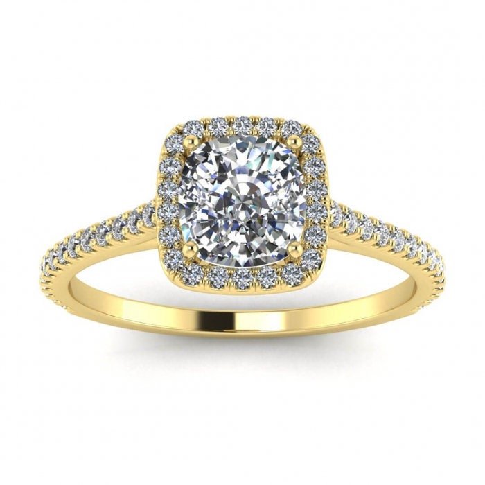 Ethical lab grown diamond halo engagement ring for women