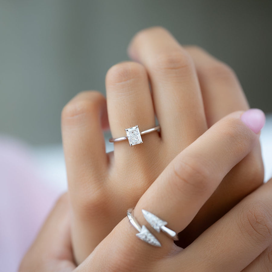 radiant cut lab grown diamond ring,