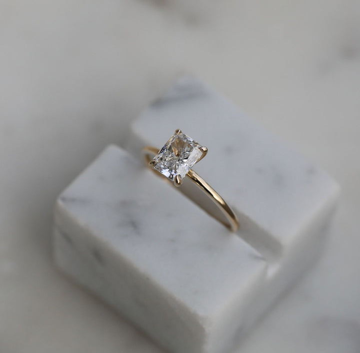 radiant lab grown diamond ring