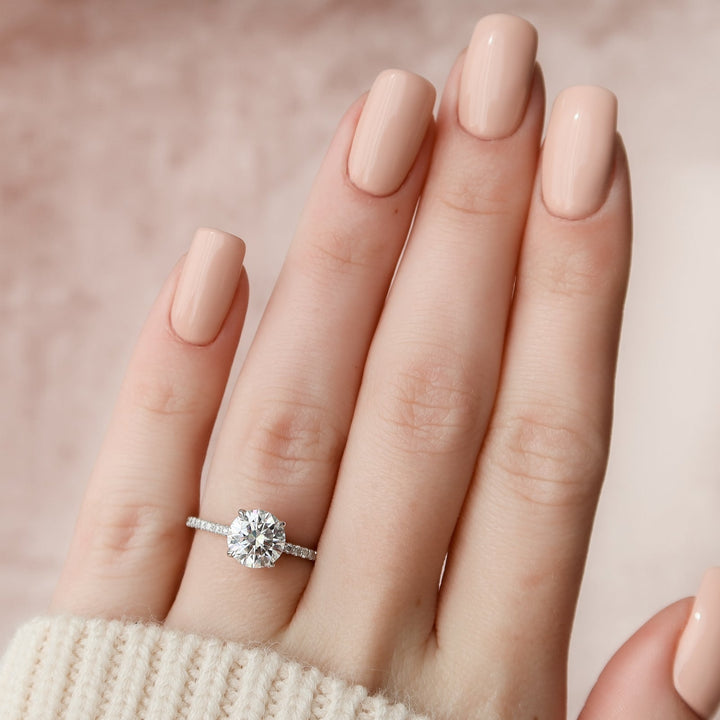 CVD round diamond pave engagement ring