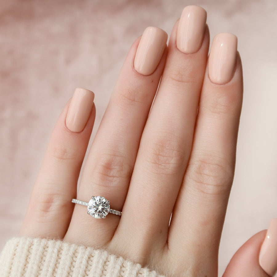 CVD round diamond pave engagement ring