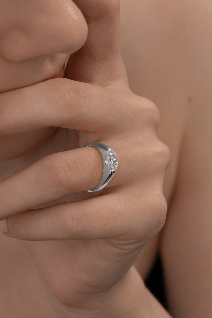 1.0CT - 2.0CT East West Oval Cut Lab Grown Diamond Engagement Ring - Doozy Diamonds