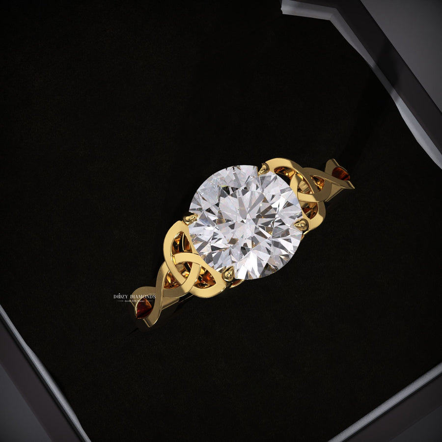 Celtic Knot Ring, Round Lab Grown, Diamond Solitaire, Engagement Ring, Celtic Jewelry, Round Cut Diamond, 