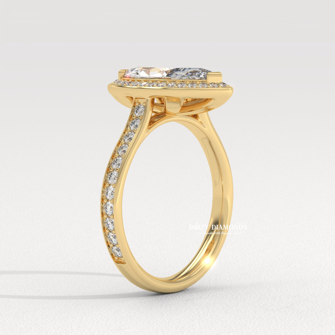 Lab grown diamond ring
Lab created diamond ring
Channel set engagement ring
Halo engagement ring
Marquise cut halo ring
