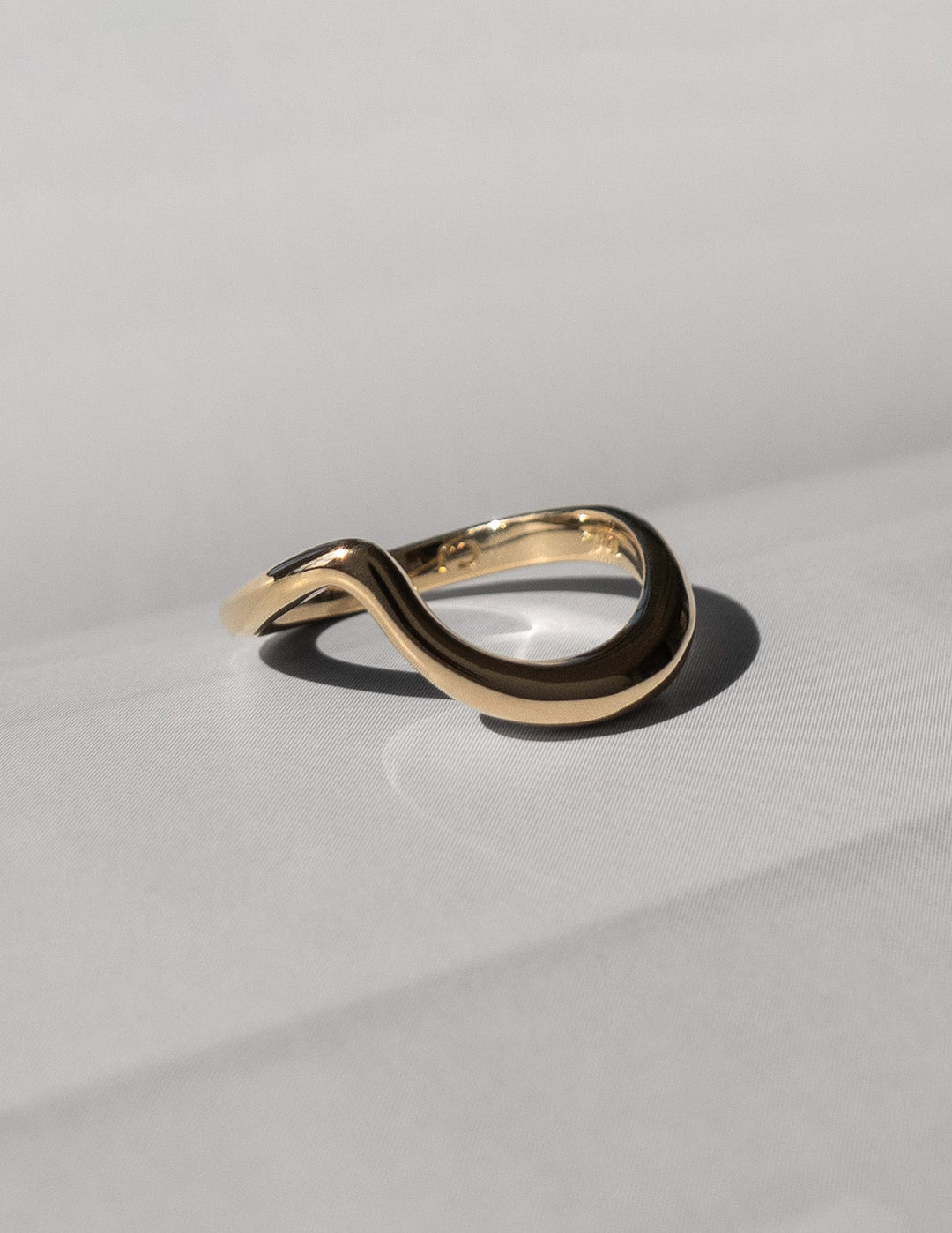 14k Solid Gold Unique Curved Wedding Band For Women