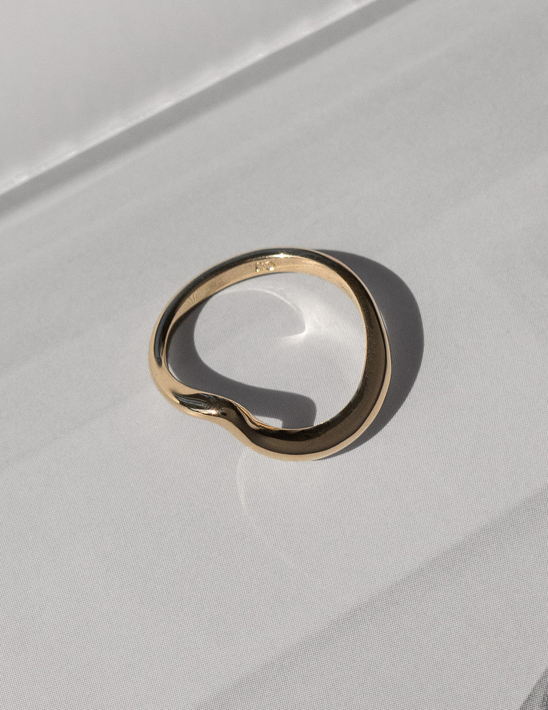 14k Solid Gold Unique Curved Wedding Band For Women