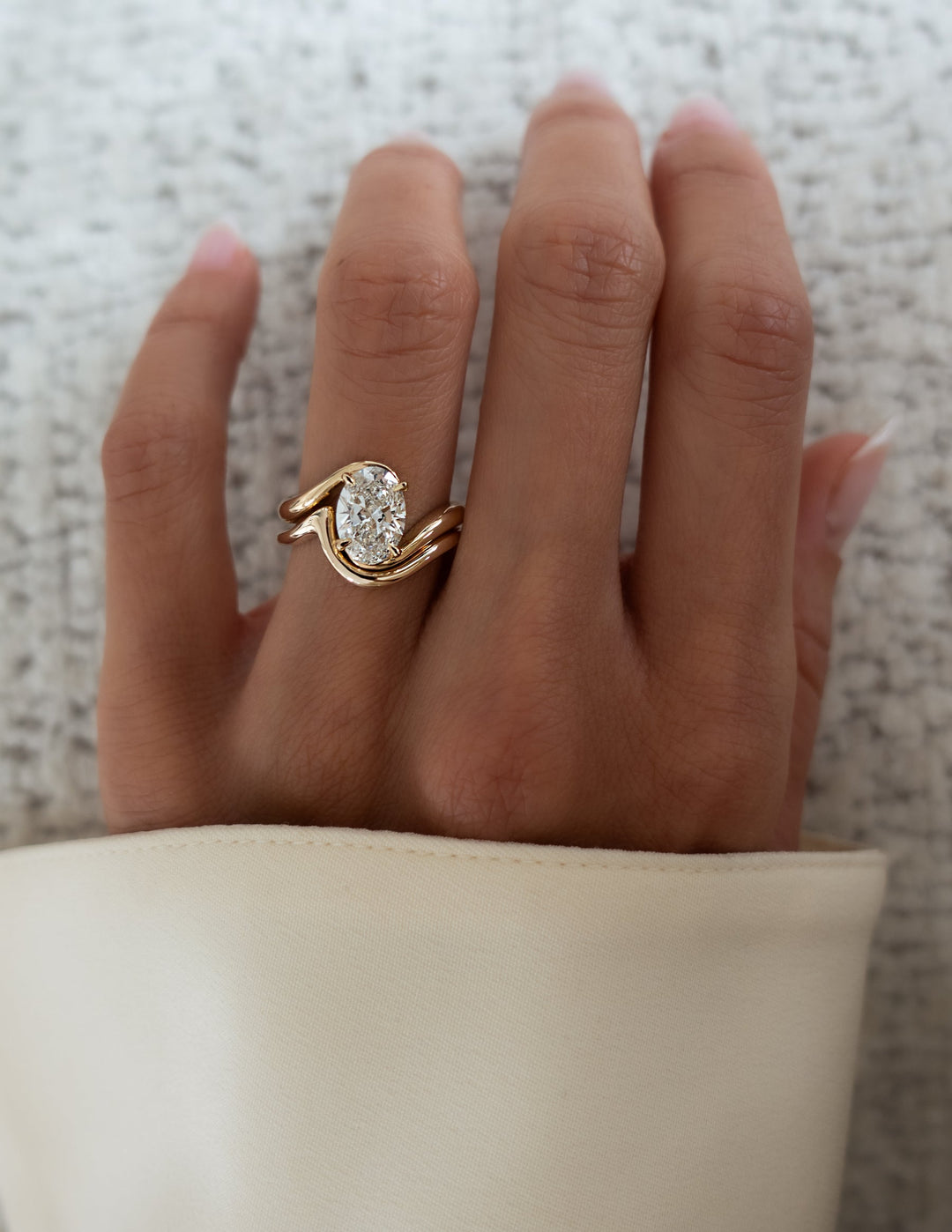 14k Solid Gold Unique Curved Wedding Band For Women