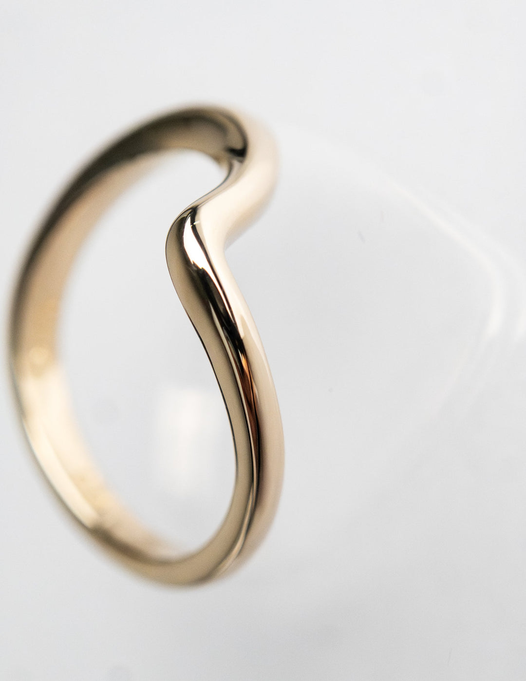 14k Solid Gold Unique Curved Wedding Band For Women