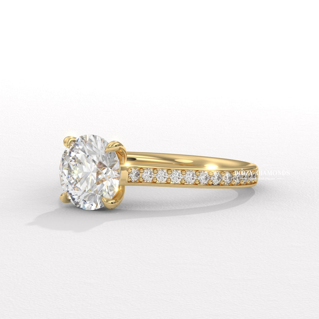 Pave Band Diamond Engagement Ring
8. Micro Pave Yellow Gold Ring
9. French Pave Diamond Ring