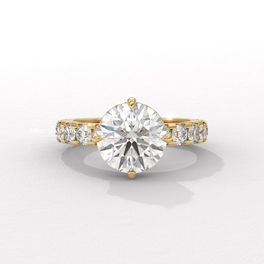 Round hidden halo engagement ring