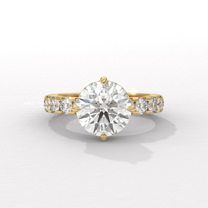 Round hidden halo engagement ring